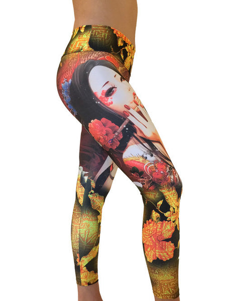 SMOKING GEISHA COMPRESSION PANTS