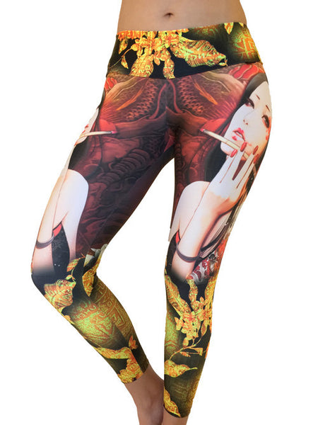 SMOKING GEISHA COMPRESSION PANTS