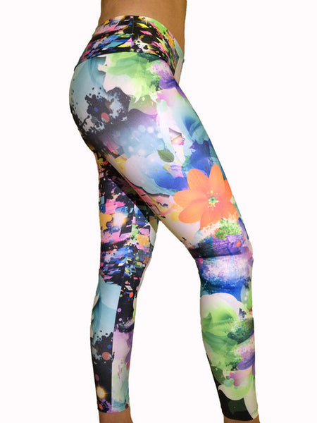 MODERN FLORAL COMPRESSION PANTS