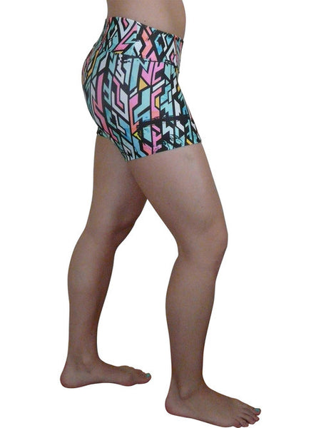 Pastel Maze Compression Shorts