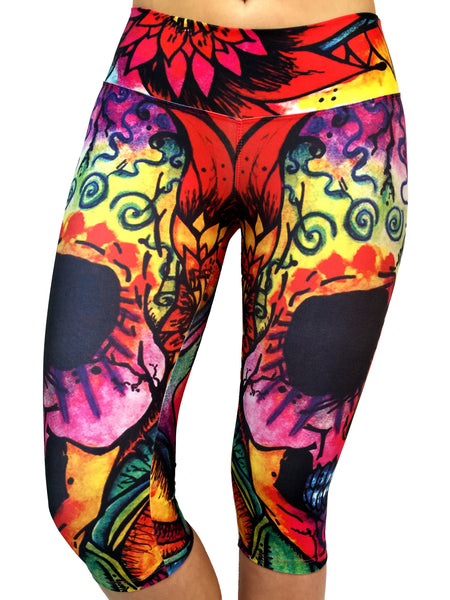 Rainbow Skull Capri