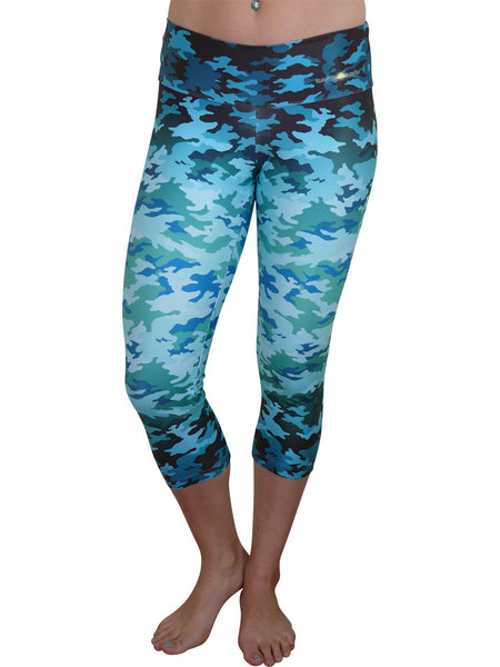 Blue Ombre Camo Capri