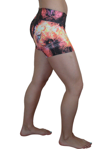 FLAMING FELINE COMPRESSION SHORTS