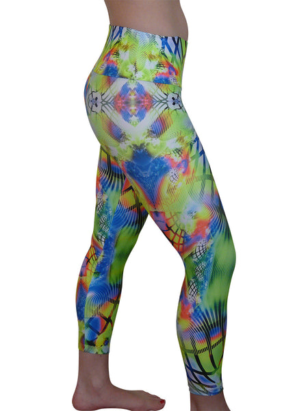 Flourescent Grid Legging