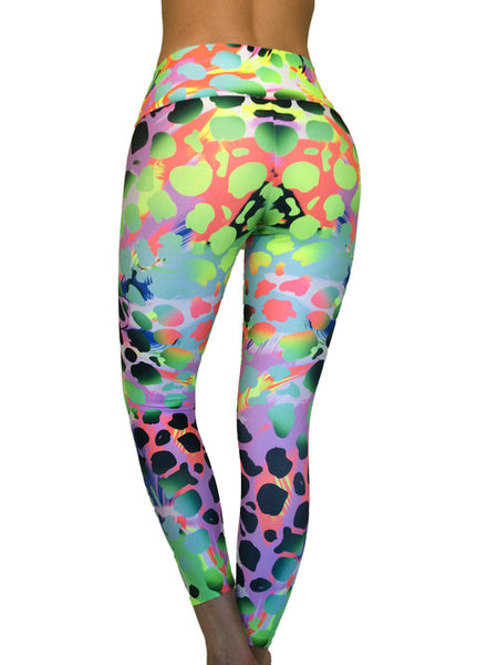 FLUORESCENT ANIMAL PRINT COMPRESSION PANTS