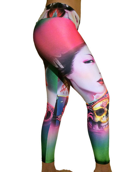 GEISHA SKULL COMPRESSION PANTS