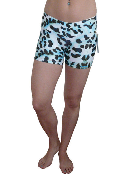 Light Blue Animal Print Compression Shorts