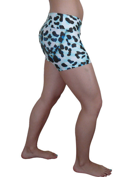 Light Blue Animal Print Compression Shorts