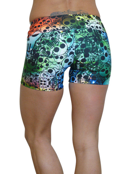 Rainbow Skulls Compression Shorts