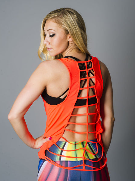 Dark Orange Rib-Cut Tank